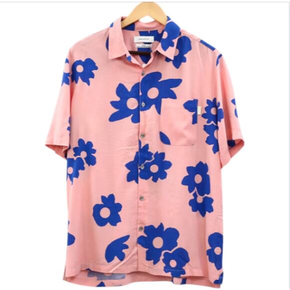 Urban Outfitters DAISY Print Button-Down Men's Shirt - Men's Pink Shirt - S - Picture 1 of 8